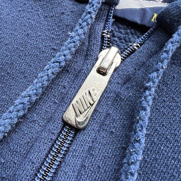 Vintage 80s Nike Spellout Swoosh Colorblock Full Zip Hoodie Sweatshirt Navy Red - Picture 3 of 9